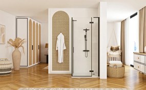 Rea Hugo, sprchová zástena 90x200 cm, čierna matná, REA-K6611