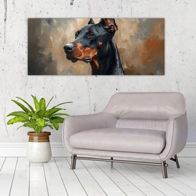 Obraz - Portrét Dobermana (120x50 cm)