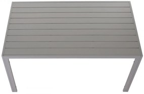 Záhradný stôl HWC-N40, hliník, 140x80cm - svetlo sivá