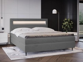 Kontinentálna posteľ s osvetlením Eurybia, Dostupné poťahy: Ekokoža Soft 011 (čierna), Rozmer postele: 140x200