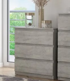 Zásuvková komoda Carlos 753S, šedý beton, výška 80 cm%