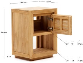 Nízka skrinka pod umývadlo z teakového dreva v prírodnej farbe 60x80 cm Saula – Kave Home
