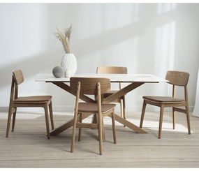 Koňakovohnedá/v prírodnej farbe jedálenská stolička z imitácie kože Livo – Unique Furniture