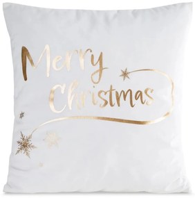 Biela zamatová vianočná obliečka Merry Christmas Šírka: 45 cm | Dĺžka: 45 cm