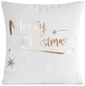 Biela zamatová vianočná obliečka Merry Christmas Šírka: 45 cm | Dĺžka: 45 cm
