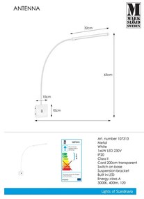 Biele nástenné svietidlo Markslöjd Antenna 1L