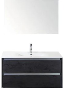 Kúpeľňový nábytkový set Sanox Dante farba čela black oak ŠxVxH 101 x 170 x 46 cm s keramickým umývadlom a zrkadlom