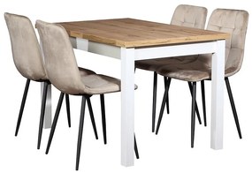 Jedálenská zostava Fred 1+4 120x80 Artisan/biely
