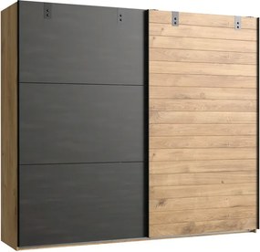 Šatník s posuvnými dverami Detroit, 250 cm, doskový dub / antracitová oceľ