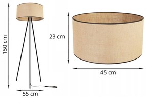 Podlahová lampa JUTA, 1x jutové tienidlo, (výber z 2 farieb konštrukcie), M, BL