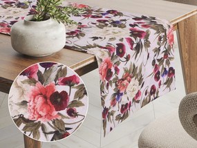 Biante Dekoračný behúň na stôl Leona LN-075 Farebné kvety na smotanovom 35x120 cm
