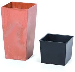 Kvetináč s vkladom URBI SQUARE BETON EFFECT terakota 24 cm