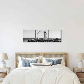 Obraz - Maják na pobreží, Santa Cruz, Kalifornia (s hodinami) (90x30 cm)