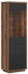 XXXLutz VITRÍNA, čierna, farby duba, 64/200,5/42,5 cm} - Sklenené vitríny - 002427014019
