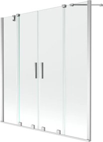 Mexen Velar Duo, 2-krídlová posuvná vaňová zástena 150 x 150 cm, 8mm číre sklo, chrómový profil, 896-150-000-02-01