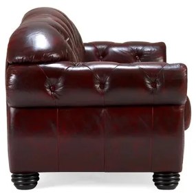 furniture-nabytek.cz - Pohovka Chesterfield Hereford 3-miestna z pravej kože, červená – 224×96×94 cm