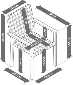 Stohovateľná záhradná stolička s pruhovaným výpletom