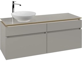 VILLEROY &amp; BOCH Legato závesná skrinka pod umývadlo na dosku (umývadlo vľavo), 4 zásuvky, 1400 x 500 x 550 mm, Soft Grey, B58800VK