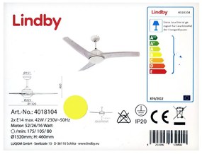 Lindby Lindby - Stropný ventilátor EMANUEL 2xE14/42W/230V + diaľkové ovládanie LW0053