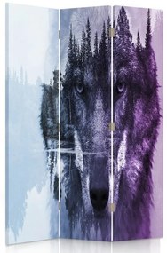 Gario Paraván Vlk na lesnom pozadí vo fialových farbách Rozmery: 110 x 170 cm, Prevedenie: Klasický paraván