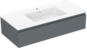 Mexen Orio, kúpeľňová skrinka 100 cm s umývadlom Otis, 1 zásuvka, grafitová matná/biela matná, 91A10-10023-1-BF66-W18M01