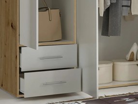 Šatníková skriňa Valencia, 206 cm, dub artisan/biela