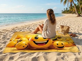 Rýchloschnúca XXL plážová osuška HAPPINO žltá 150 x 210 cm, 100% mikrovlákno