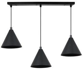 Závesné svietidlo Soho, 3x čierne kovové tienidlo, (fi 14cm)