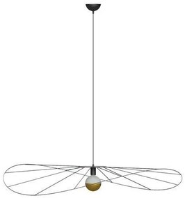 Závesné svietidlo Eskola, 1x čierne drôtené tienidlo, (fi 140 cm)