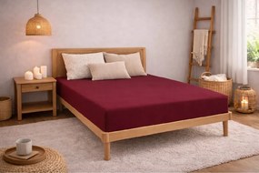 Kvalitex Luxusné bavlnené JERSEY prestieradlo s lycrou 90x200 cm - vínová