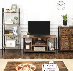 Komoda FIRA so zásuvkami, hnedá/čierna