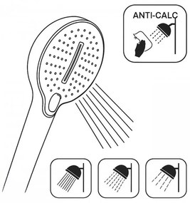 Erga Zumba, 3-funkčná ručná sprchová hlavica, chróm, ERG-YKA-BP.ZUMBA-CHR