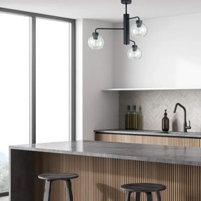 Luster na tyči FLEX 3xE27/60W/230V čierna/číra