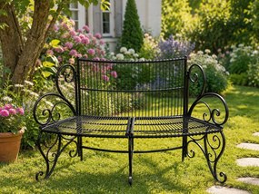 Čierna antik kovová lavička k stromu Romance - 134*54*92 cm