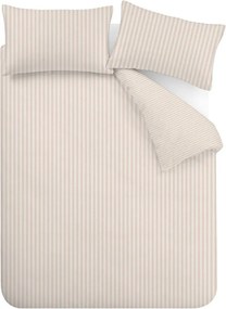 Béžové 3-dielne obliečky na dvojlôžko 200x200 cm Epping Textured Stripe – Catherine Lansfield