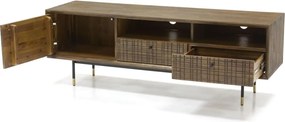 TV stolík Maze 160 cm z masívu hnedý/čierny