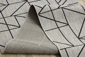Behúň SIZAL FLOORLUX 20605 trojuholníky geometrický - strieborný, čierny