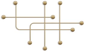 Nástěnný kovový věšák Samara 107 cm zlatý