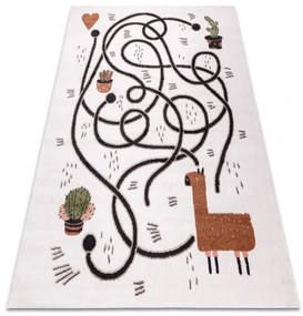 Dywany Łuszczów, Detský kusový koberec Fun Game llama cream, 80x150, biela, detská izba