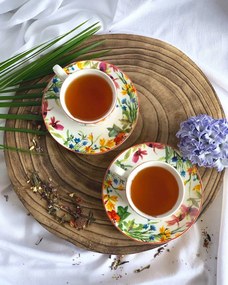 Porcelánová šálka s podšálkou Secret Garden 90 ml sada 2ks