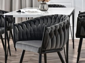 Dizajnová jedálenská stolička EMILY šedá grafitová + čierne nožičky