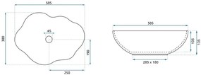 Rea Pearl Akkoya, umývadlo na dosku 505x380x135 mm, viacfarebné, REA-U3309