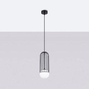 Biele/čierne závesné svietidlo so skleneným tienidlom Belinda – Sollux