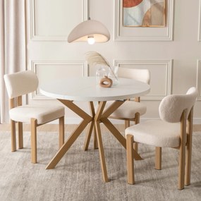 PROXIMA.store - Okrúhly stôl LUKAS FARBA: biela, FARBA NÔH: drevo