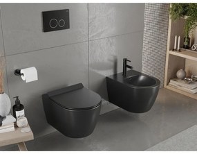 Mexen Carmen závesné wc Rimless s toaletným Slim sedátkom z duroplastu, čierna matná - 30880185
