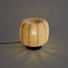 Japandi stolná lampa čierna s béžovým ľanovým tienidlom 27cm - Nami