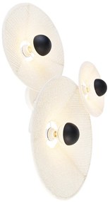 Dizajnové nástenné svietidlo biele s látkovým 3-svetlom - Jane