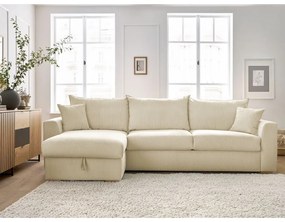 Krémová menčestrová rozkladacia rohová pohovka (variabilná) Augustin – Bobochic Paris