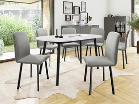 Jedálensky set Zerimo S 150x80 so 6 stoličkami Lekoz, Farby:: Amor Velvet 4318, Farby:: biela / čierna