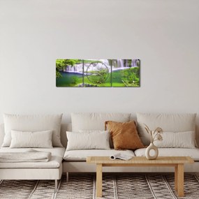Obrázok - Vodopády Huay Mae Khamin, Kanchanaburi, Thajsko (s hodinami) (90x30 cm)
